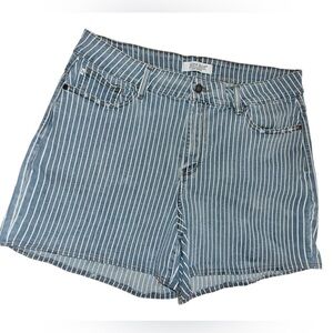 Judy Blue Kya High Waisted Striped  Blue Jean Shorts Size 2XL JB150027